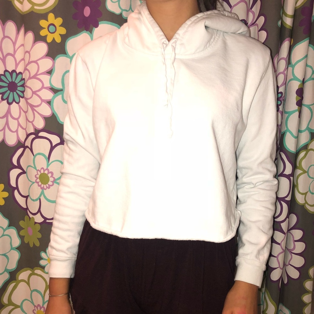 White Cropped Brandy Melville Sweatshirt